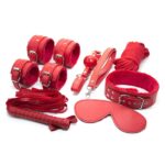 8 Pieces Leather BDSM Bondage Kit – Red