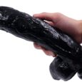 12 Inch Black Realistic Dildo, Skin-Safe Material Lifelike Huge Penis with Strong Suction Cup for Hands-Free Play