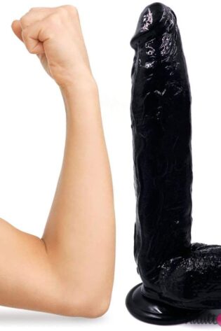 12 Inch Black Realistic Dildo, Skin-Safe Material Lifelike Huge Penis with Strong Suction Cup for Hands-Free Play