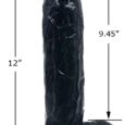 12 Inch Black Realistic Dildo, Skin-Safe Material Lifelike Huge Penis with Strong Suction Cup for Hands-Free Play