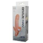 Brave Man Cover Penis Ring Anal and Clitoris Vibrator 16.5 cm Natural Skin