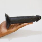 Black Long Penis Dildo No Testicles Strong Suction Cup