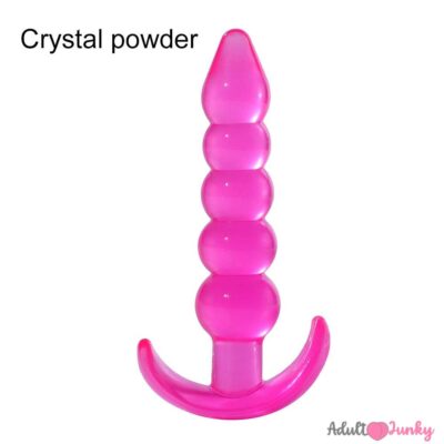 Five Beaded Pink Anal Butt Plug Jelly Silicone Anal Toys