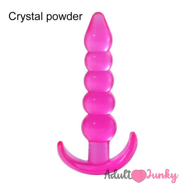 Five Beaded Pink Anal Butt Plug Jelly Silicone Anal Toys