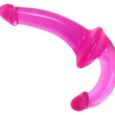 Double Head Jelly Pink Strapless Strap-On Dildo G-spot For Lesbian