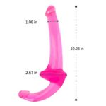 Double Head Jelly Pink Strapless Strap-On Dildo G-spot For Lesbian