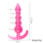 Five Beaded Pink Anal Butt Plug Jelly Silicone Anal Toys