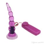 Purple Long Jelly Anal Beads Butt Plug With Vibration