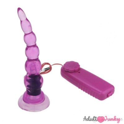 Purple Long Jelly Anal Beads Butt Plug With Vibration