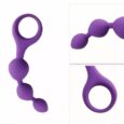 Anal Beads Silicone Anal Bead Pearl Butt Plug Sex Toy 3 Levels for Both Men and Women (Purple)