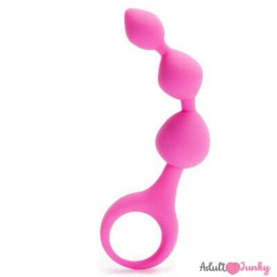 Long Silicone Anal Beads With Long Tail Pink Anal butt Plug
