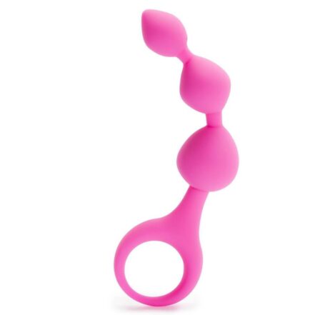 Long Silicone Anal Beads With Long Tail Pink Anal butt Plug