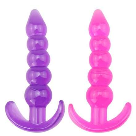 5 Beaded Anal Buttplug Combo Pink And Purple (2 Pieces)