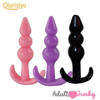 3 Pieces Beaded Anal Butt plug Kit (Pink,Purple,Black)