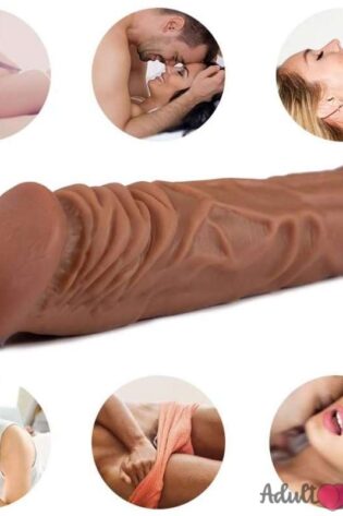 8 Inches High Grade Chocolate Penis Extender Sleeve For Men
