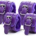 8 Pieces Leather BDSM Sex bondage restraints kit -Purple