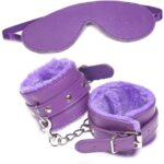 PU Leather Eye Mask + Handcuff – Purple