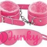 BDSM PU Leather Eye Mask + Handcuff – Pink