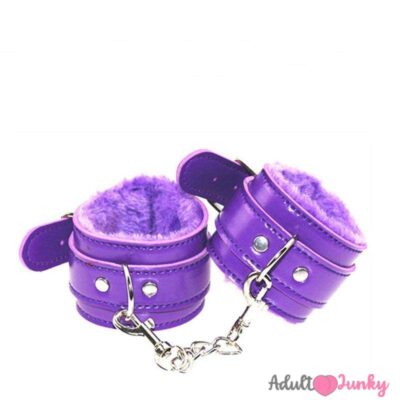 Purple PU Leather Hand Cuffs BDSM Bondage