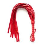 Leather Whips Flogger With Handcuffs /2 Piece Set -Red