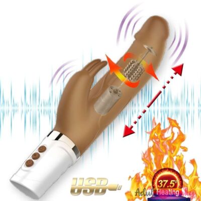 Telescopic Automatic Up Down Heating Rotating Vibrating Rabbit Dildo