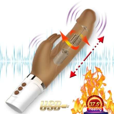 Telescopic Automatic Up Down Heating Rotating Vibrating Rabbit Dildo