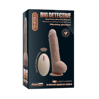 Big Detective Automatic Wireless Dildo Vibrator -Flesh