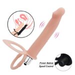 Flesh Double Penetration Adult Strap On Dildo Anal Plug Vibrator For Male