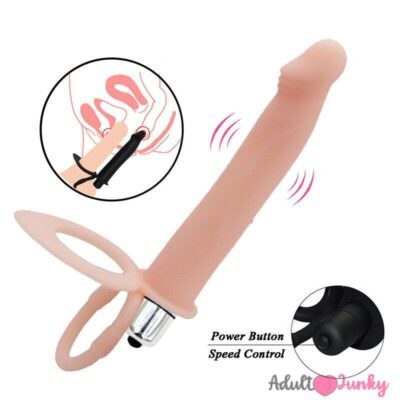 Flesh Double Penetration Adult Strap On Dildo Anal Plug Vibrator For Male