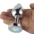Electric LED Light Flashing Stainless Steel Anal Buttplug
