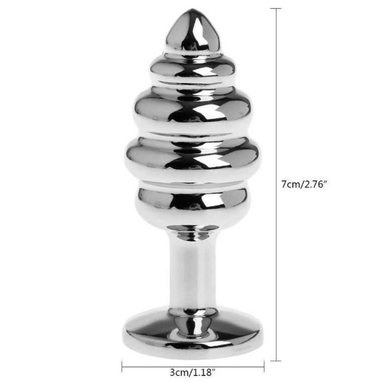Mesurment Size Of Stainless Steel Spiral Anal Buttplug Sex Toys For Gays