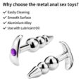 Anchor Shape 3 Beaded Steel Anal Buttplug For Unisex Toys