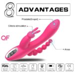 G-Spot Dildo Rabbit Vibrator For Women 3-In-1 Function -Pink