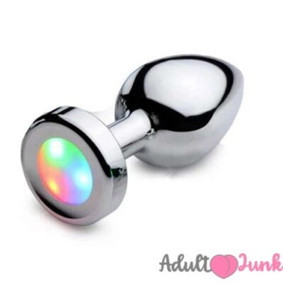 Electric LED Light Flashing Stainless Steel Anal Buttplug