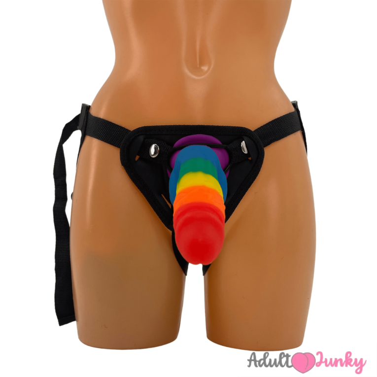 Rainbow Dildo With Harness Belt