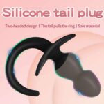 Silicone Dog Tail  Black Dildo Anal Beads Stimulation Butt Plug