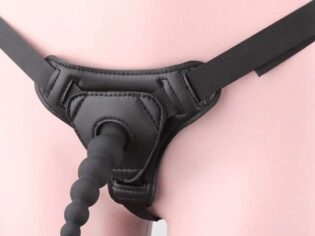 Black Mini Silicone Anal Vaginal Beaded Dildo Suction Cup Strap On Dildo