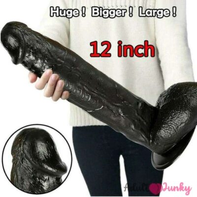 12 Inch Black Strong Suction Base Realistic Huge Penis Toy
