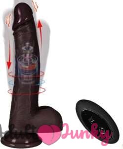 Black Automatic Multiple Function Vibrating Thrusting Head Rotating Dildo