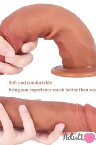 8.07 Inches Dual Layer Sliding Realistic Skin Silicone Dildo For Women