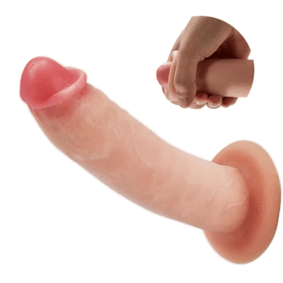 8.07 Inches Dual Layer Sliding Realistic Skin Silicone Dildo For Women