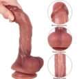 Dual Density Liquid Silicone Suction Cup Dildo with Balls