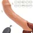 Automatic Vibrating Realistic Penis Sleeve with Black Remote