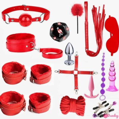 15 Pcs Red BDSM Bondage Kit Beginners Adult Games