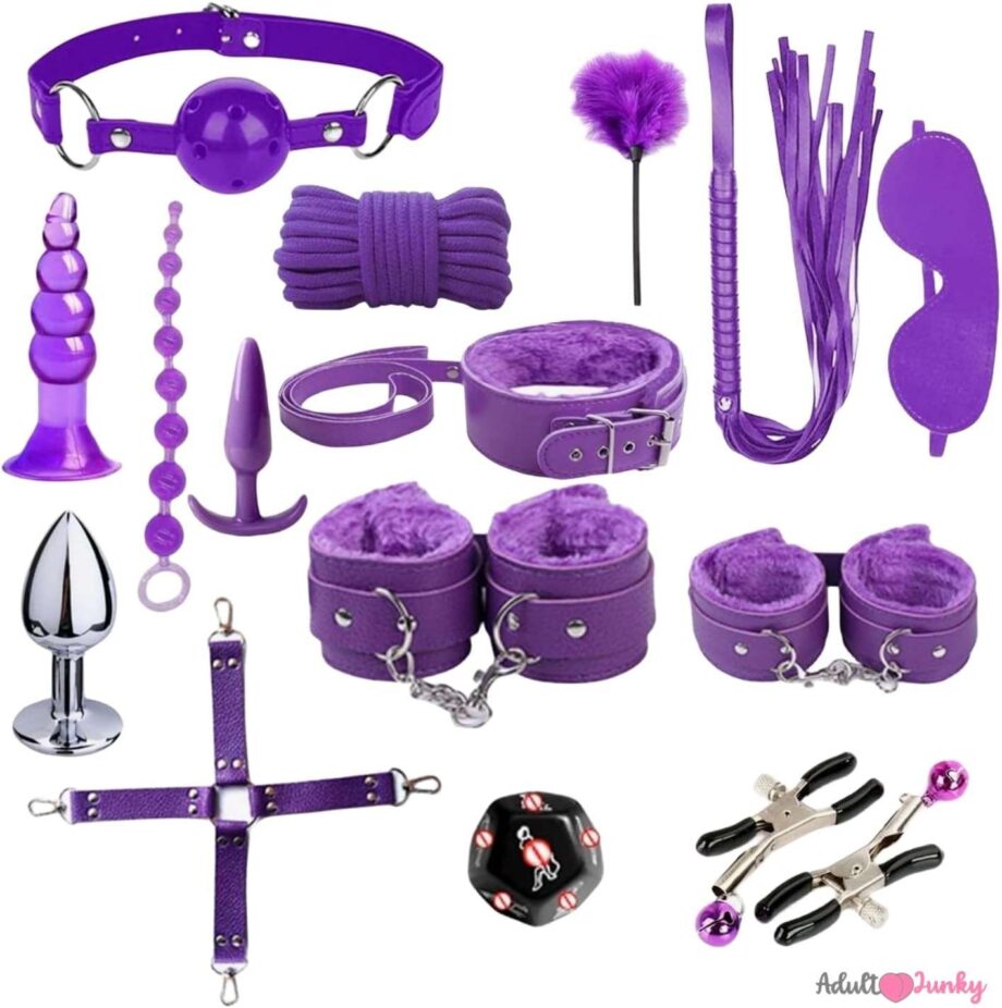 BDSM Restraints Sex Toys 15 Pcs for Couples - Purple