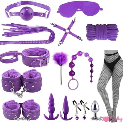 15pcs Mixed Combo BDSM Bondage Kit -Purple