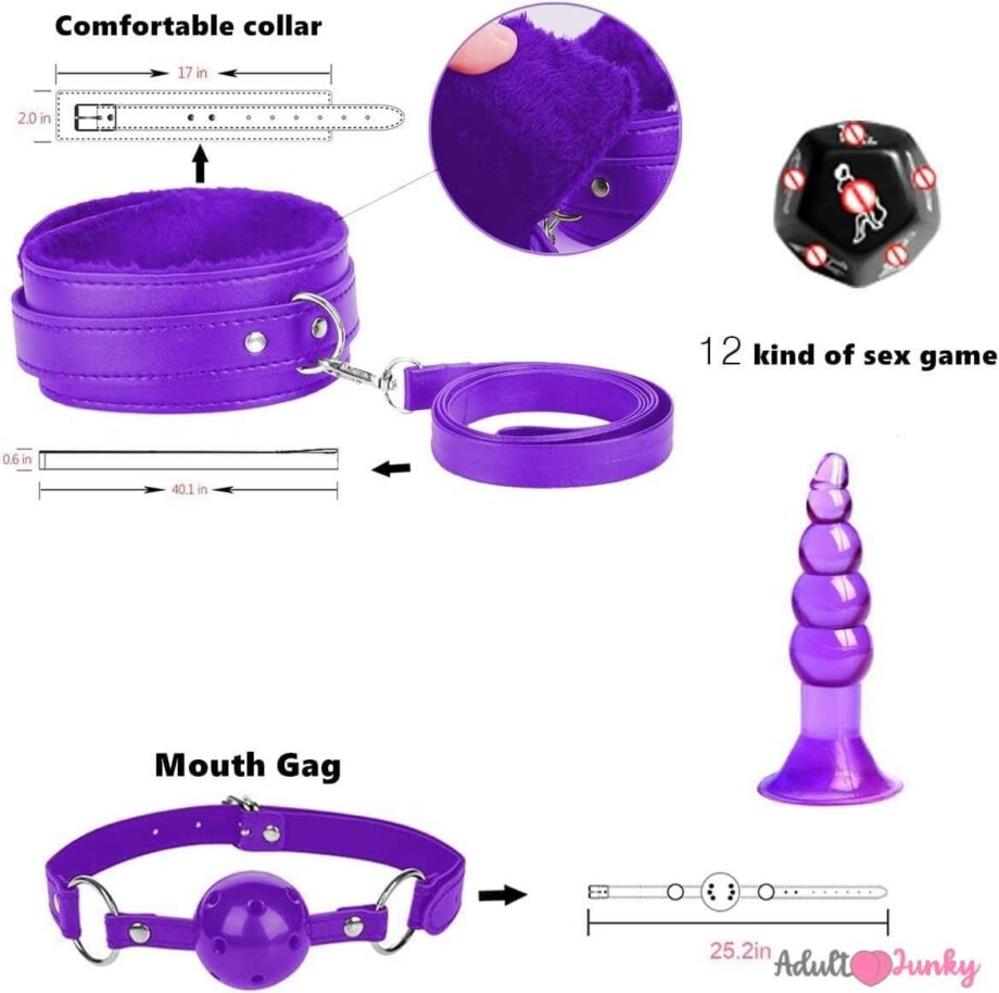 BDSM Restraints Sex Toys 15 Pcs for Couples - Purple - Image 2
