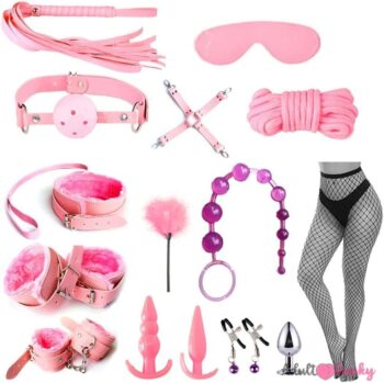 Pink BDSM Restraints Cosplay Sex Toys for Beginners 15 Pcs