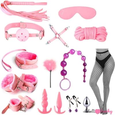 Pink BDSM Restraints Cosplay Sex Toys for Beginners 15 Pcs