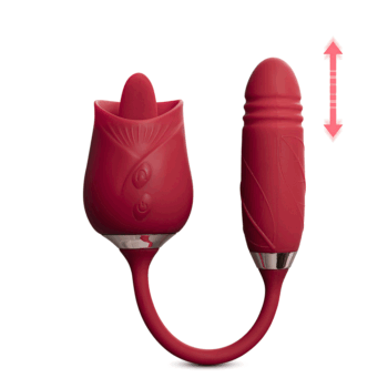 Rose 10 Speed Silicone Clitoral Thrusting Stimulator with Vibrating Tongue